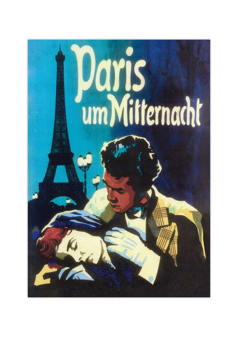 Bei dem Poster handelt es sich um den Nachdruck eines Filmplakates aus DDR zum französischen Film " Paris um Mitternacht". 