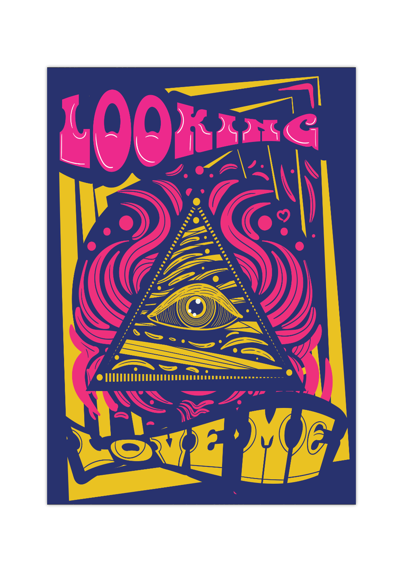 Cooles Retro 60er Jahre Poster mit dem Spruch "Looking Love Me". 