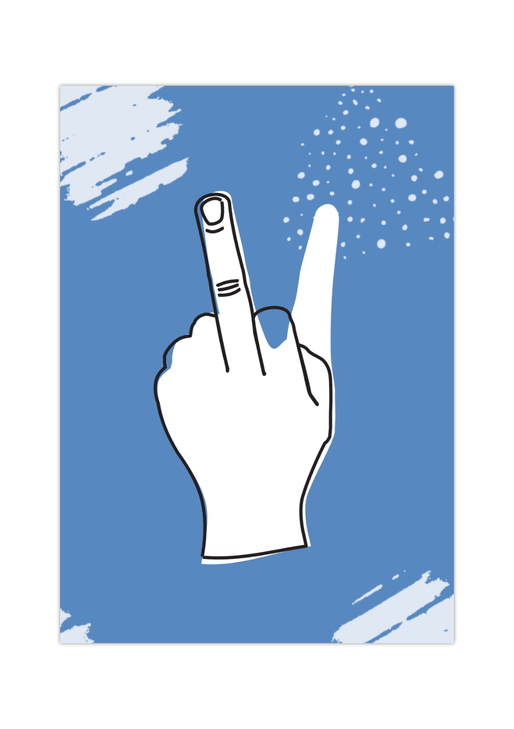 Dieses tolle Poster zeigt dir Finger, die zum Mittelfinger und zum Victory-Zeichen geformt sind. 