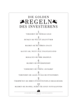 Dieses minimalistische Aktienposter zeigt dir 10 Regeln des Investierens