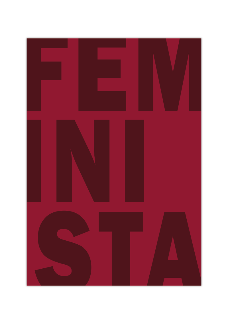 Dieses Feminismus Poster zeigt in verschiedenen Farben das spanische Wort Feminista. 