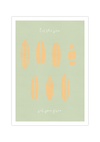 Das Surfer Poster mit verschiedenen Surfbretten im vintage Stil und schönem Himmelblau und Orange, ist die ideale Wanddeko für alle die ihr Wohnung im maritimen Einrichten.