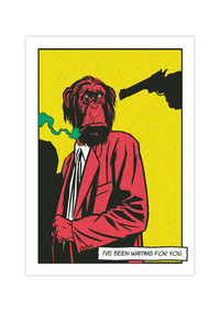 Tolles Poster eines rauchenden Affen/Gorillas im Comic/Pop Art Stil. Cooler Affe im Anzug und Zigarette im Mund. 