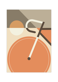 Dieses tolle Poster im Stil des Bauhauses zeigt ein minimalistisch dargestelltes Fahrrad in geometrischer Darstellung. 