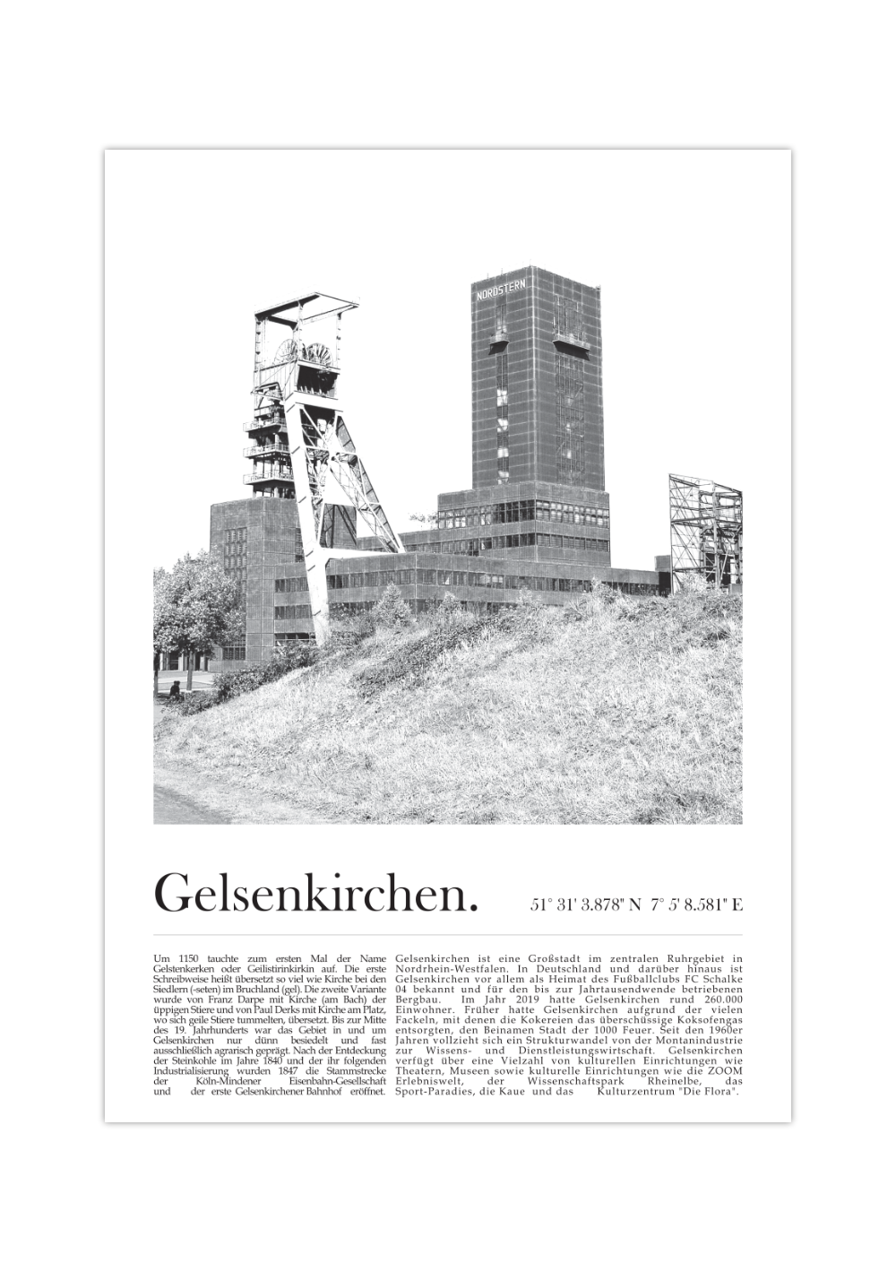 Dieses Poster zeigt dir die Zeche Nordstern in der Stadt Gelsenkirchen.