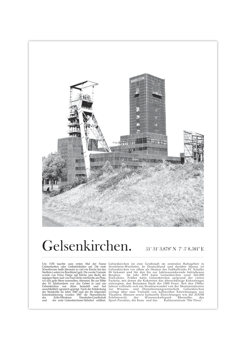 Dieses Poster zeigt dir die Zeche Nordstern in der Stadt Gelsenkirchen.