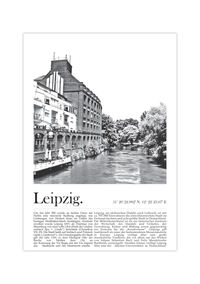 Dieses Poster zeigt dir eine Ansicht von Leipzig mit seinen Kanälen und Wasserstraßen.