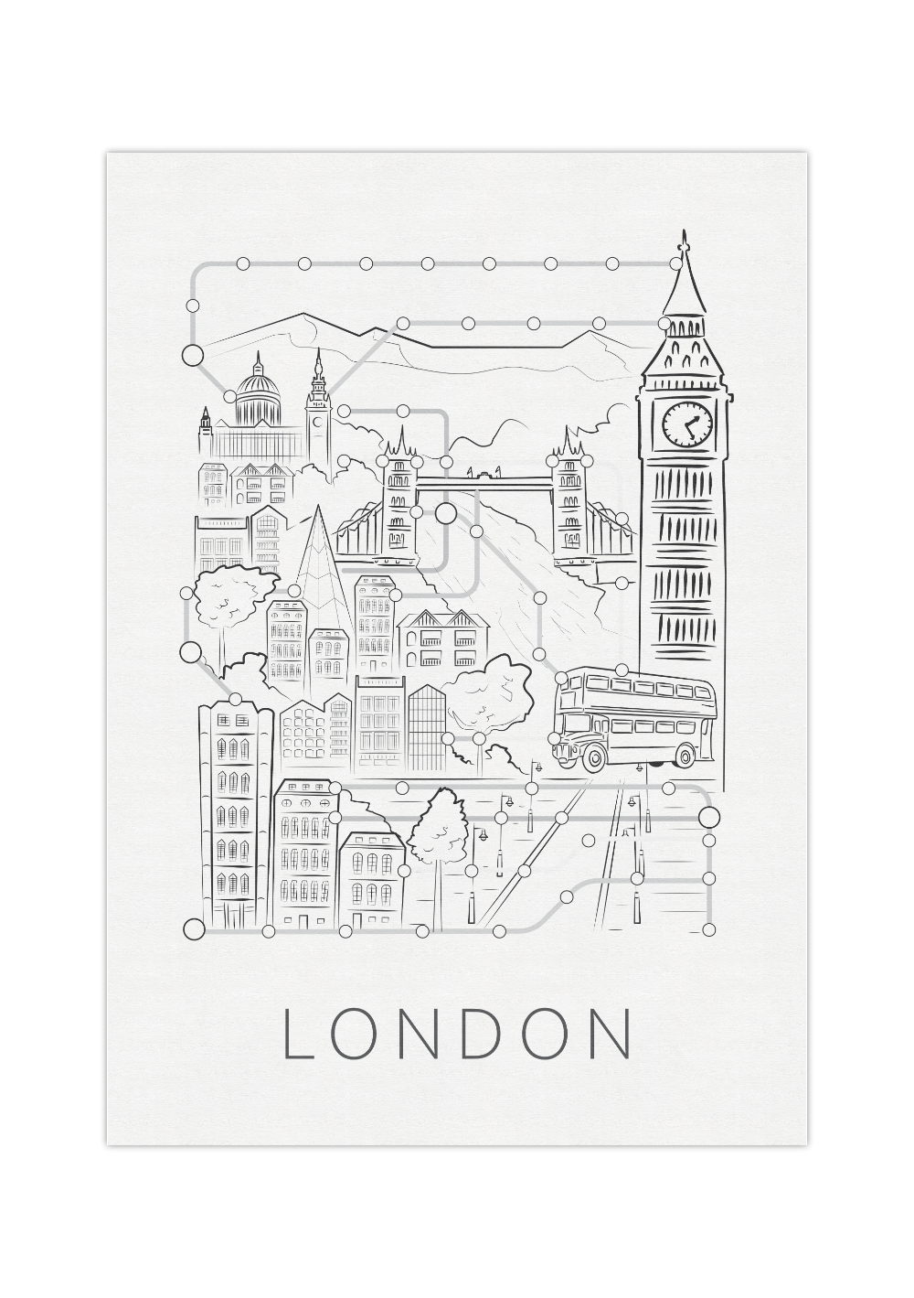 Das Poster zeigt dir einen Stadtplan/Fahrplan von der Hauptstadt England, London. 