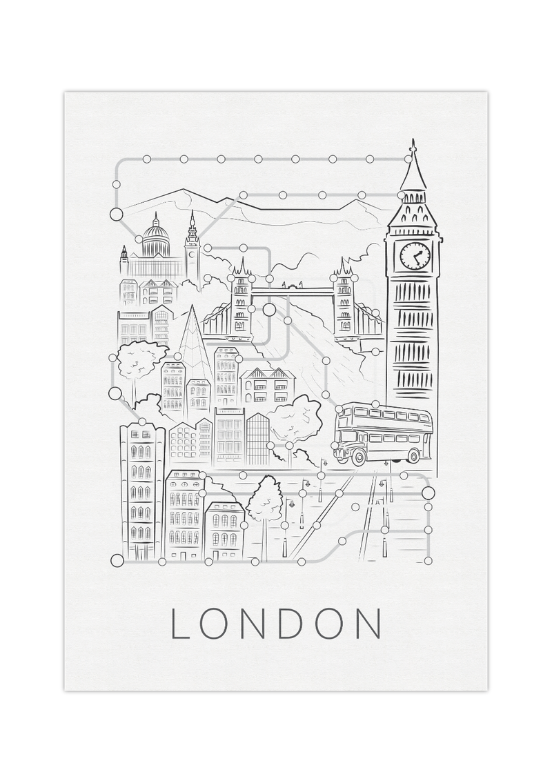 Das Poster zeigt dir einen Stadtplan/Fahrplan von der Hauptstadt England, London. 