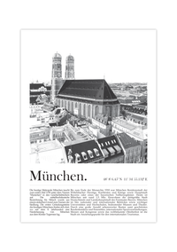 Dieses Poster zeigt dir eine Ansicht von München auf der das städtische Wahrzeichen, die Frauenkirche, zu sehen ist.