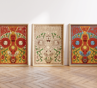 Hippie Poster – Vintage 70s Deco Retro Wandkunst mit inspirierendem Spruch "Woman, know your Power" in warmem Rot & Beige. Fineart Druck auf 200 g/m² Premium-Papier.