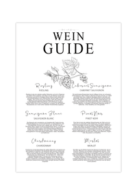 Das Poster zeigt dir einen Weinguide oder Weinführer in schwarz und weiß. 