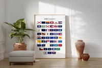 Das Poster zeigt dir die Flaggen der 50 US-Bundesstaaten.