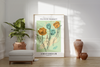 Das Poster ist ein fiktives Bild des Blumenmarktes in Amsterdam, Niederlande. Auf dem Poster sind die für Holland typischen Tulpen Blumen zu sehen.