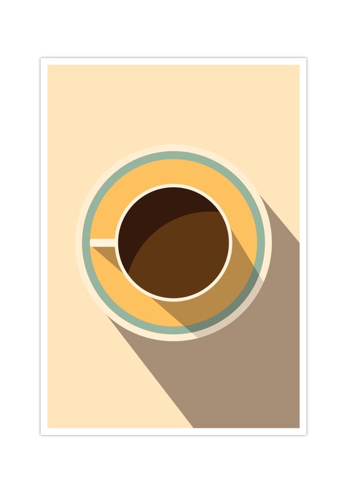 Dieses Poster für die Küche stellt zeigt eine minimalistisch dargestellte Kaffeetasse in Braun und Beige. Das Bild ist die ideale Wanddeko für die Küche oder das Esszimmer.