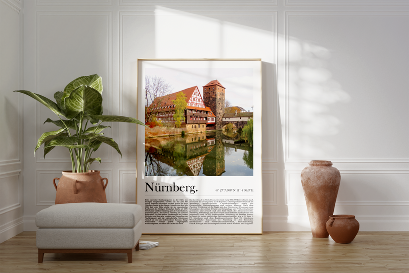 Dieses Poster zeigt dir eine Bild von der Stadt Nürnberg in Franken.