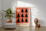 Roter Wald Poster Natur Bäume und Sonne