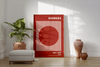 Das Bauhaus Poster zeigt dir einen aus Linien ausradierten Kreis in Rot. Das in schönem Rot und Weiß gehaltene Poster hat die Bildunterschrift Juli -Sep 1919.Dieses Bauhaus Poster zeigt dir einen aus Linien ausradierten Kreis in Rot oder Eierschalenweiß. 