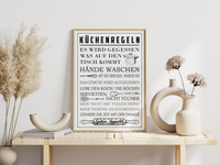 Dieses witzige Küchenposter zeigt die Regeln für deine Küche, mit lustigen Sprüchen ist es die ideale Wanddeko für dein Lieblingszimmer.