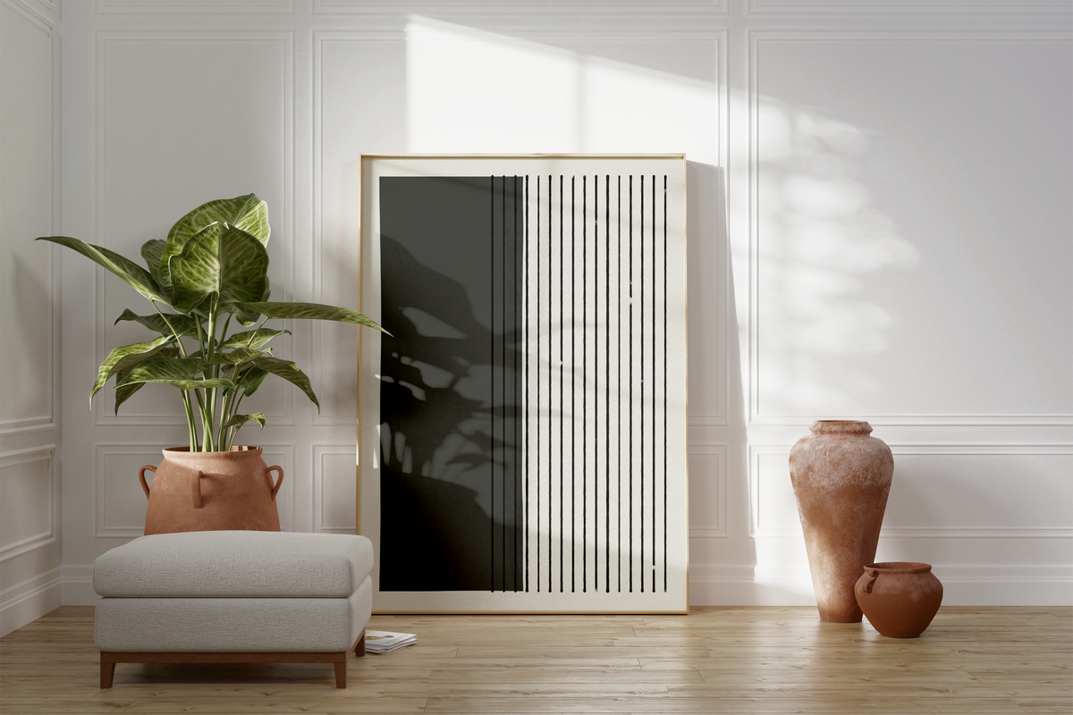 Dieses Poster zeigt dir eine moderne, geometrische Darstellung in grau. Dieses Bild im Boho Stil ist die perfekte Ergänzung für jeden Raum.