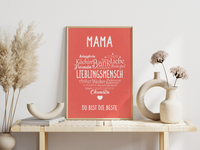 Das Bild zeigt dir, wie dieses tolle Poster für deine Mama gerahmt aussehen würde.