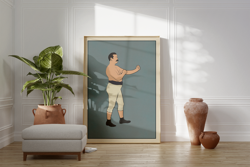 Dieses Poster zeigt einen Boxer, wie er noch im frühen 20. Jahrhundert ausgesehen hat.