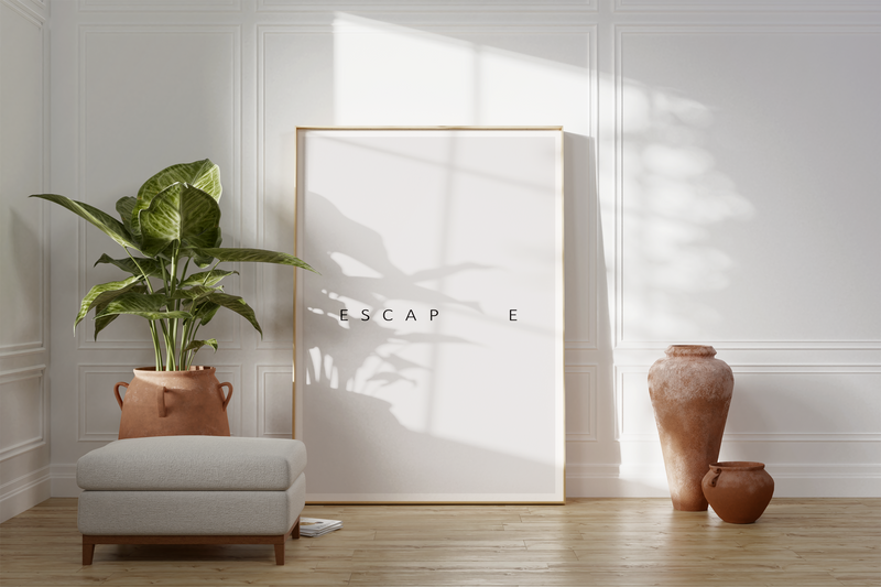 Dieses minimalistische Poster zeigt dir genau ein Wort, Escape (Flucht). 