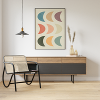 Dieses tolle Poster im Boho, Mid-Century Stil Halbmonde in verschieden Pastellfarben. Dieses minimalistische Bild eignet sich als Wanddeko in jedem Raum.