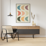 Dieses tolle Poster im Boho, Mid-Century Stil Halbmonde in verschieden Pastellfarben. Dieses minimalistische Bild eignet sich als Wanddeko in jedem Raum.