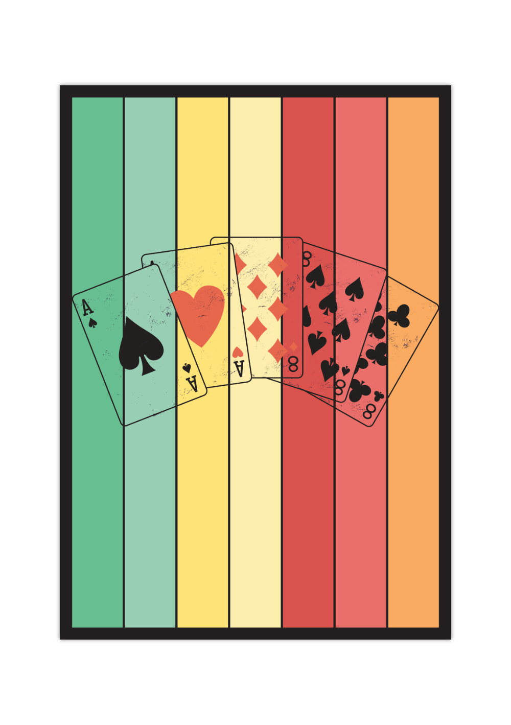 Dieses Kartenposter zeigt die Poker Karten die die Poker-Hand Full House zeigen. 