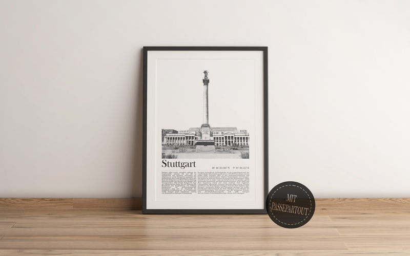 Dieses Poster zeigt dir den Schlossplatz der Landeshauptstadt Baden-Württembergs Stuttgart. 