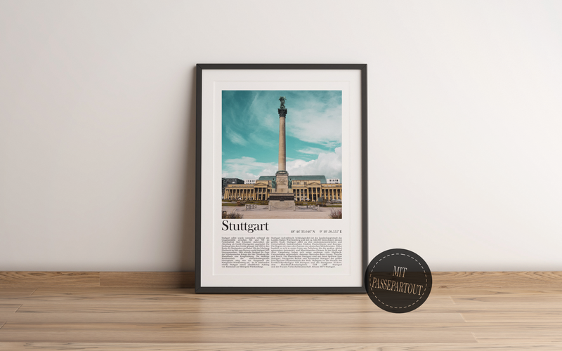 Dieses Poster zeigt dir den Schlossplatz der Landeshauptstadt Baden-Württembergs Stuttgart. 