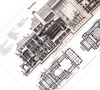 Das Poster zum Aufbau eine Theaters  (hier das ungarische Opernhaus in Budapest) ist eine Vintage Lithographie aus Meyers Koversations-Lexikon aus dem Jahr 1890. 