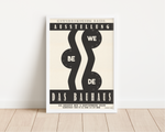 Das Bauhaus Poster zeigt dir minimalistisch dargestelltes grafisches Plakat einer fiktionalen Ausstellung in Basel. 