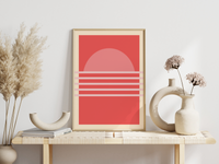 Sehr schönes Retro Vintage Sunset, Sonnenaufgang, Sonnenuntergang Bild für dein Arbeits-, Wohn- oder Schlafzimmer. 