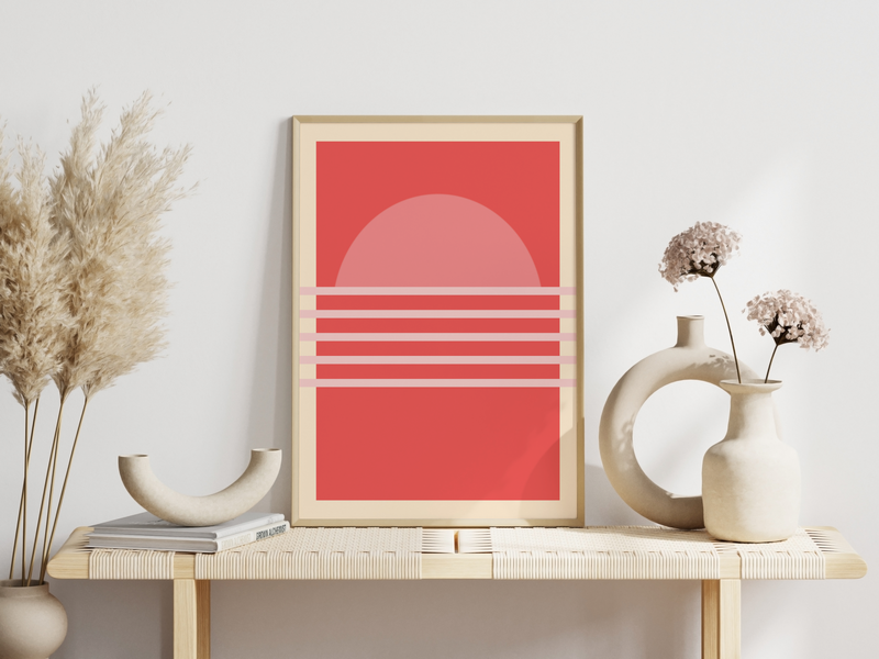 Sehr schönes Retro Vintage Sunset, Sonnenaufgang, Sonnenuntergang Bild für dein Arbeits-, Wohn- oder Schlafzimmer. 