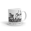 Diese Tasse zeigt dir das Wort Stockfather, den Spruch Take a sip buy the dip inklusive 10 Regeln zum investieren.
