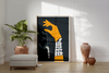 Dieses Poster zeigt ein fiktives Theaterplakat mit einer Hand, die mit einer Puppe spielt. 