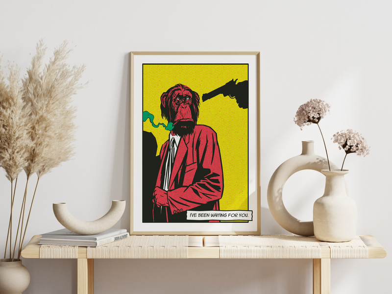 Rauchender Affe Pop Art Poster | Comic Strip Bild