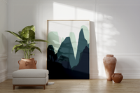 Poster Berge Vintage blau Boho Mid-Century
