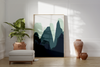 Poster Berge Vintage blau Boho Mid-Century