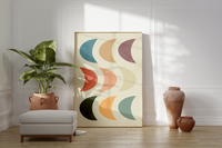 Dieses tolle Poster im Boho, Mid-Century Stil Halbmonde in verschieden Pastellfarben. Dieses minimalistische Bild eignet sich als Wanddeko in jedem Raum.