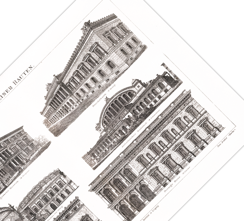 Das Poster zum Aufbau eine Theaters  (hier das ungarische Opernhaus in Budapest) ist eine Vintage Lithographie aus Meyers Koversations-Lexikon aus dem Jahr 1890.