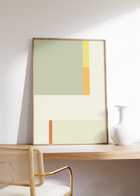 Dieses Poster zeigt dir eine moderne, geometrische Darstellung in grün und beige. 