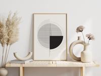 Das minimalistische Poster zeigt dir eine geometrische Darstellung unterschiedlicher Kreise. 