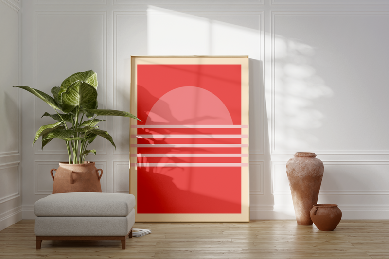 Sehr schönes Retro Vintage Sunset, Sonnenaufgang, Sonnenuntergang Bild für dein Arbeits-, Wohn- oder Schlafzimmer. 