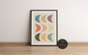Dieses tolle Poster im Boho, Mid-Century Stil Halbmonde in verschieden Pastellfarben. Dieses minimalistische Bild eignet sich als Wanddeko in jedem Raum.