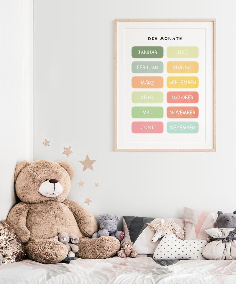 Das Poster zeigt die Monate für das Kinderzimmer. 