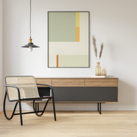 Dieses Poster zeigt dir eine moderne, geometrische Darstellung in grün und beige. 