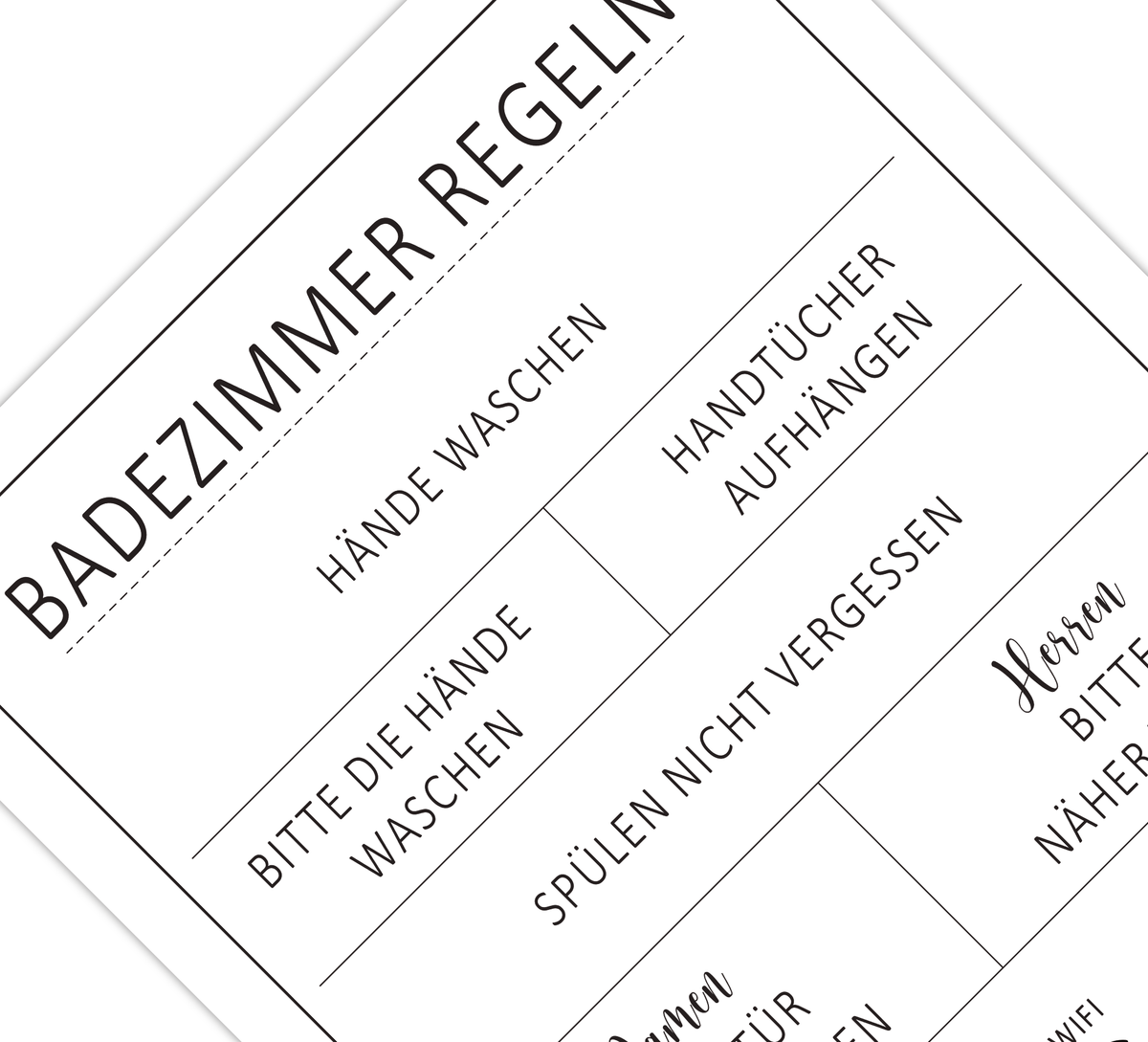 Dieses Badezimmer Poster zeigt dir Regeln für deine Toilette. Unterhalte deine WC-Gäste auch bei kleinen und großen Geschäften mit diesem lustigen Poster.